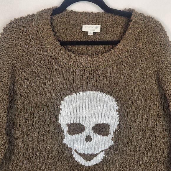 Studio B by Bobeau Mettalic Skull Sweater Women’s SZ XL Brown/Gray Boucle EUC - Picture 4 of 13